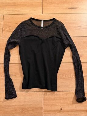 Black Sheer Long Sleeve Top with Sparkle